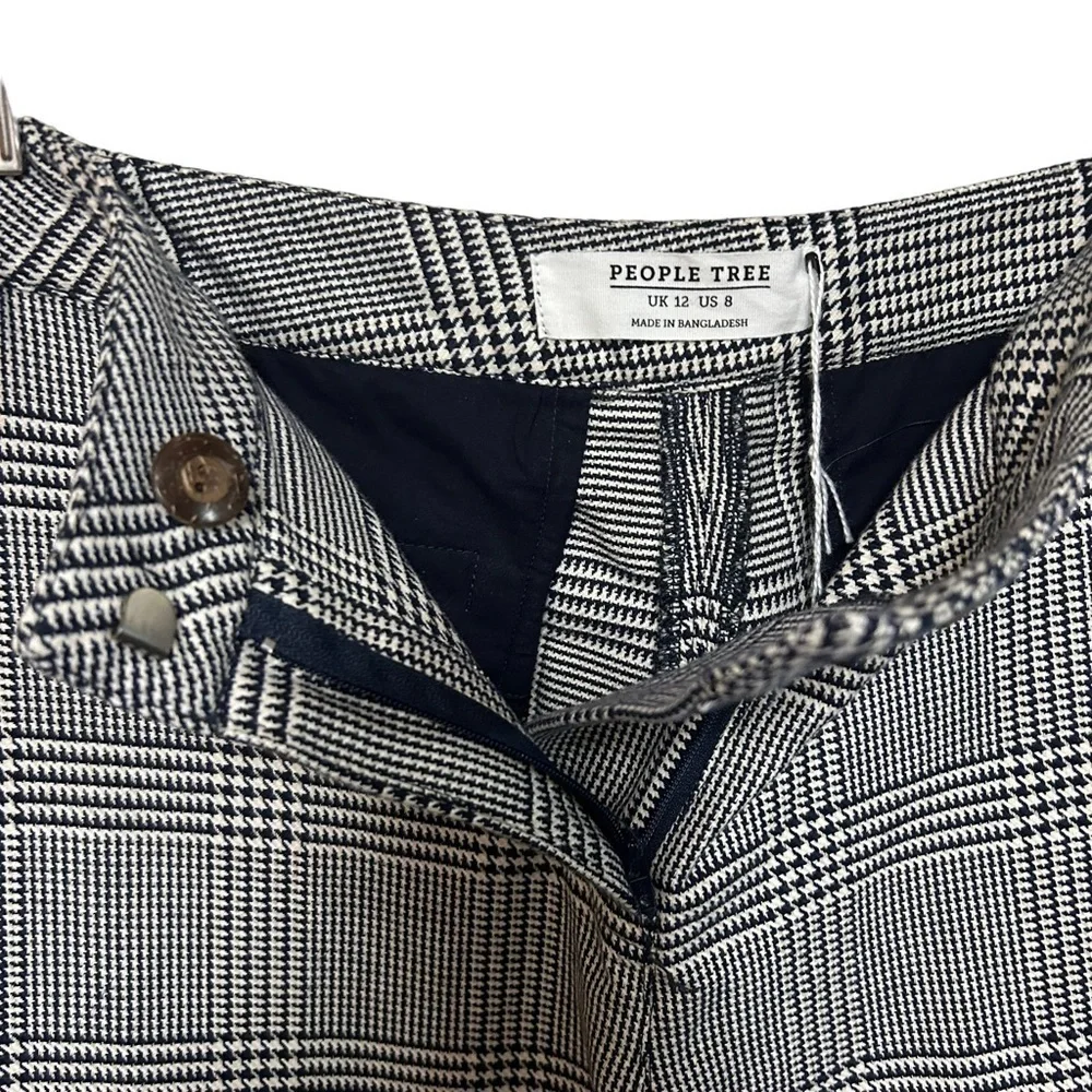 people tree 8 organic cotton Sienna‎ tweed plaid trousers cropped career pant - Picture 9 of 16